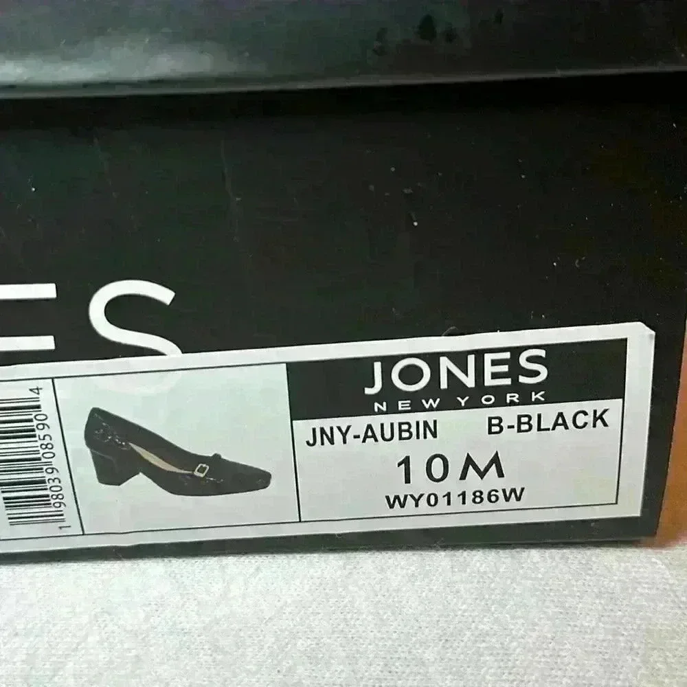 JONES NEW YORK Women Aubin Block Heel Dress Pumps In Black w Gold Buckle Size 10